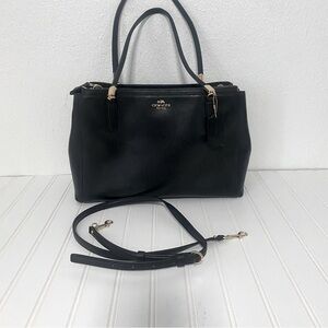AUTHENTIC COACH CHRISTIE Carryall In Midnight Black Leather, Shoulder Tote Bag